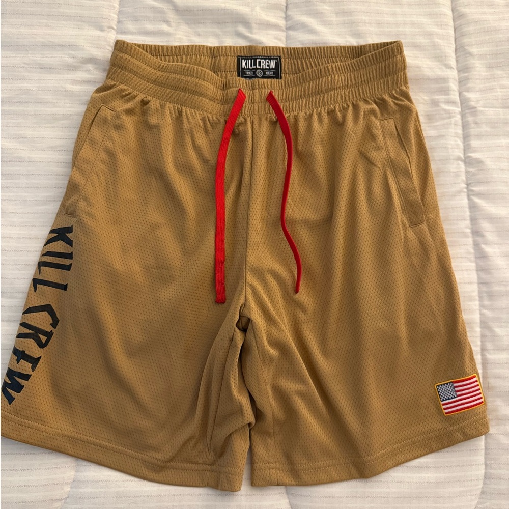 Kill Crew Tan and Red Athletic Shorts